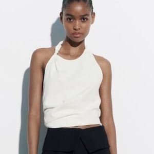 Open back linen halter top Zara size large